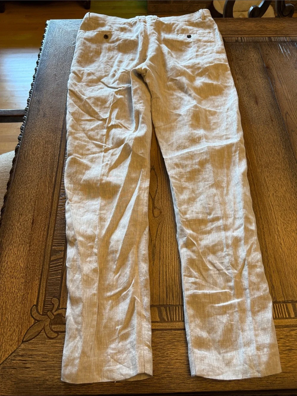 H&M Slim Fit Men's Linen Dress Pants in Light Beige